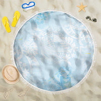 Polynesian Tiare Monstera Baby Blue Beach Blanket Liquid Style - Polynesian Pride