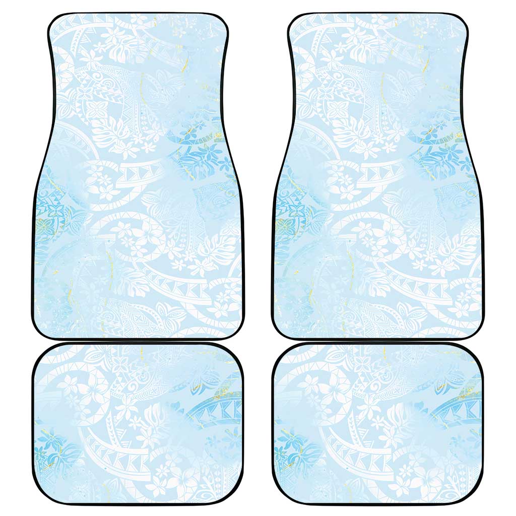 Polynesian Tiare Monstera Baby Blue Car Mats Liquid Style - Polynesian Pride