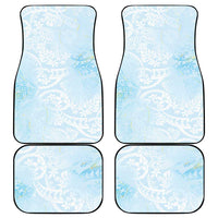 Polynesian Tiare Monstera Baby Blue Car Mats Liquid Style - Polynesian Pride