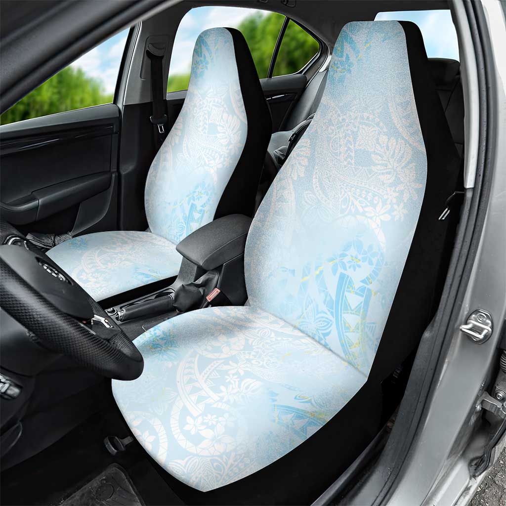 Polynesian Tiare Monstera Baby Blue Car Seat Cover Liquid Style - Polynesian Pride