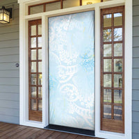 Polynesian Tiare Monstera Baby Blue Door Cover Liquid Style - Polynesian Pride