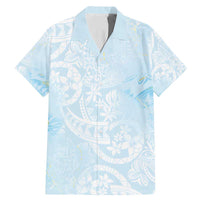 Polynesian Tiare Monstera Baby Blue Family Matching Mermaid Dress and Hawaiian Shirt Liquid Style - Polynesian Pride