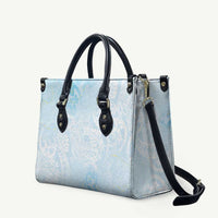 Polynesian Tiare Monstera Baby Blue Leather Bag Liquid Style - Polynesian Pride