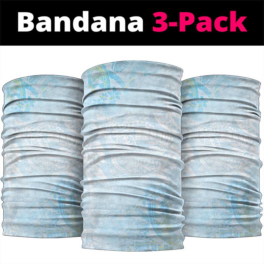 Polynesian Tiare Monstera Baby Blue Neck Gaiter Liquid Style - Polynesian Pride