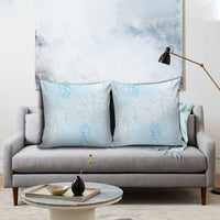 Polynesian Tiare Monstera Baby Blue Pillow Cover Liquid Style - Polynesian Pride