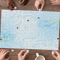 Polynesian Tiare Monstera Baby Blue Puzzle Liquid Style - Polynesian Pride