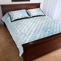 Polynesian Tiare Monstera Baby Blue Quilt Bed Set Liquid Style - Polynesian Pride