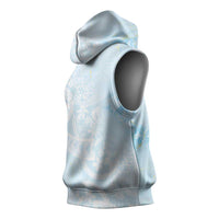 Polynesian Tiare Monstera Baby Blue Sleeveless Hoodie Liquid Style - Polynesian Pride