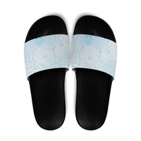 Polynesian Tiare Monstera Baby Blue Slide Sandals Liquid Style - Polynesian Pride