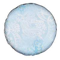 Polynesian Tiare Monstera Baby Blue Spare Tire Cover Liquid Style - Polynesian Pride