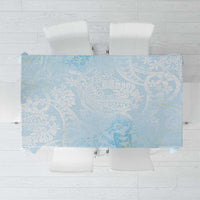 Polynesian Tiare Monstera Baby Blue Tablecloth Liquid Style - Polynesian Pride