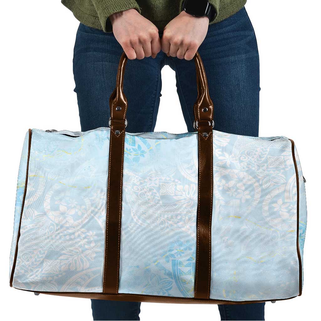 Polynesian Tiare Monstera Baby Blue Travel Bag Liquid Style - Polynesian Pride
