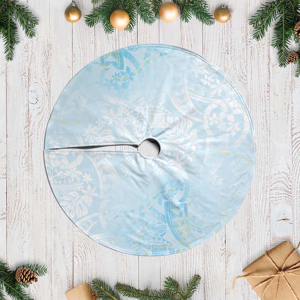 Polynesian Tiare Monstera Baby Blue Tree Skirt Liquid Style - Polynesian Pride
