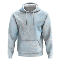 Polynesian Tiare Monstera Baby Blue Zip Hoodie Liquid Style - Polynesian Pride