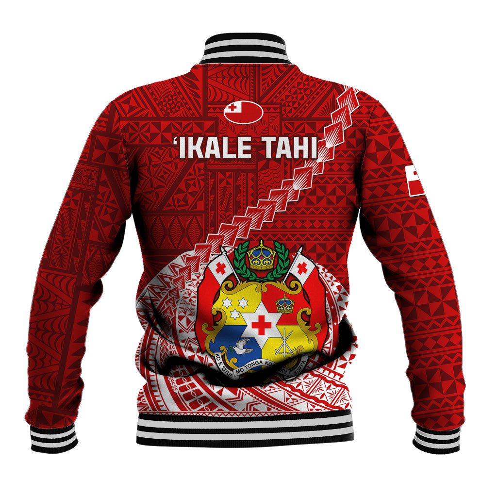 Tonga Rugby Baseball Jacket Tongan Ngatu Pattern White Version LT01 - Polynesian Pride