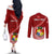 Tonga Rugby Couples Matching Off The Shoulder Long Sleeve Dress and Long Sleeve Button Shirts Tongan Ngatu Pattern White Version LT01 - Polynesian Pride