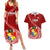 Tonga Rugby Couples Matching Summer Maxi Dress and Hawaiian Shirt Tongan Ngatu Pattern White Version LT01 Red - Polynesian Pride