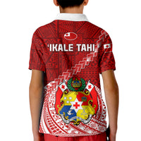 Tonga Rugby Kid Polo Shirt Tongan Ngatu Pattern White Version LT01 - Polynesian Pride