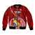 Custom Tonga Rugby Bomber Jacket Tongan Ngatu Pattern White Version LT01 Unisex Red - Polynesian Pride