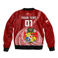 Custom Tonga Rugby Bomber Jacket Tongan Ngatu Pattern White Version LT01 - Polynesian Pride