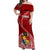 Custom Tonga Rugby Off Shoulder Maxi Dress Tongan Ngatu Pattern White Version LT01 Women Red - Polynesian Pride