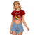 Custom Tonga Rugby Raglan Cropped T Shirt Tongan Ngatu Pattern White Version LT01 Female Red - Polynesian Pride