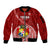 Custom Tonga Rugby Sleeve Zip Bomber Jacket Tongan Ngatu Pattern White Version LT01 Unisex Red - Polynesian Pride