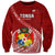 Custom Tonga Rugby Sweatshirt Tongan Ngatu Pattern White Version LT01 Unisex Red - Polynesian Pride