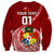 Custom Tonga Rugby Sweatshirt Tongan Ngatu Pattern White Version LT01 - Polynesian Pride