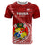 Custom Tonga Rugby T Shirt Tongan Ngatu Pattern White Version LT01 Red - Polynesian Pride