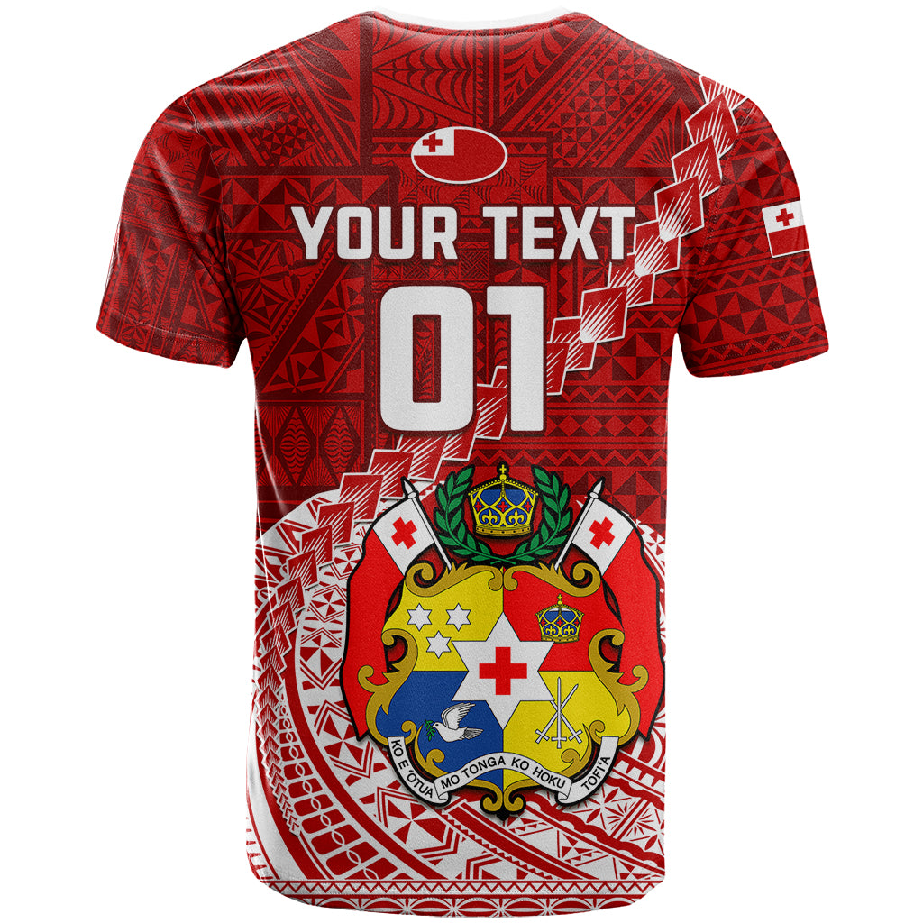 Custom Tonga Rugby T Shirt Tongan Ngatu Pattern White Version LT01 - Polynesian Pride