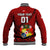 Custom Tonga Rugby Baseball Jacket Tongan Ngatu Pattern Black Version LT01 - Polynesian Pride