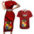 Custom Tonga Rugby Couples Matching Short Sleeve Bodycon Dress and Hawaiian Shirt Tongan Ngatu Pattern Black Version LT01 Red - Polynesian Pride