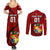 Custom Tonga Rugby Couples Matching Summer Maxi Dress and Long Sleeve Button Shirts Tongan Ngatu Pattern Black Version LT01 - Polynesian Pride