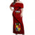 Custom Tonga Rugby Off Shoulder Maxi Dress Tongan Ngatu Pattern Black Version LT01 Women Red - Polynesian Pride