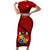 Custom Tonga Rugby Short Sleeve Bodycon Dress Tongan Ngatu Pattern Black Version LT01 Long Dress Red - Polynesian Pride