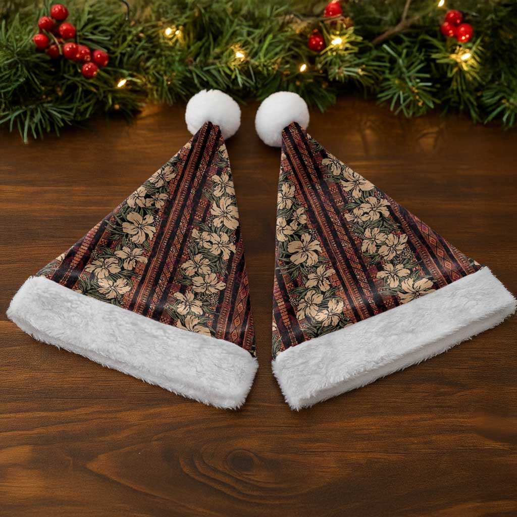 Hawaii Hibiscus Christmas Santa Hat Retro Style - Polynesian Pride