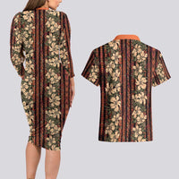 Hawaii Hibiscus Couples Matching Long Sleeve Bodycon Dress and Hawaiian Shirt Retro Style LT01 - Polynesian Pride