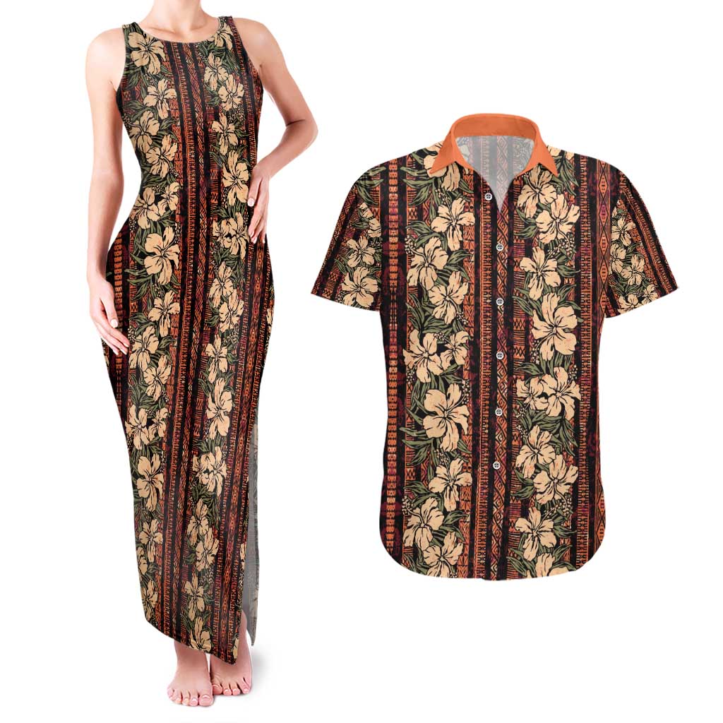 Hawaii Hibiscus Couples Matching Tank Maxi Dress and Hawaiian Shirt Retro Style - Polynesian Pride