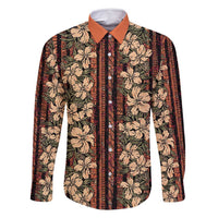 Hawaii Hibiscus Family Matching Mermaid Dress and Hawaiian Shirt Retro Style LT01 Dad's Shirt - Long Sleeve Brown - Polynesian Pride
