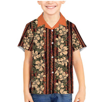 Hawaii Hibiscus Family Matching Mermaid Dress and Hawaiian Shirt Retro Style LT01 Son's Shirt Brown - Polynesian Pride