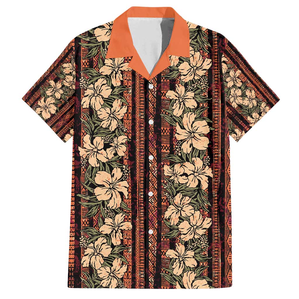 Hawaii Hibiscus Family Matching Puletasi and Hawaiian Shirt Retro Style LT01 Dad's Shirt - Short Sleeve Brown - Polynesian Pride