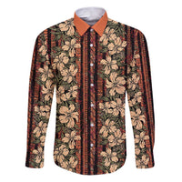 Hawaii Hibiscus Family Matching Puletasi and Hawaiian Shirt Retro Style LT01 Dad's Shirt - Long Sleeve Brown - Polynesian Pride