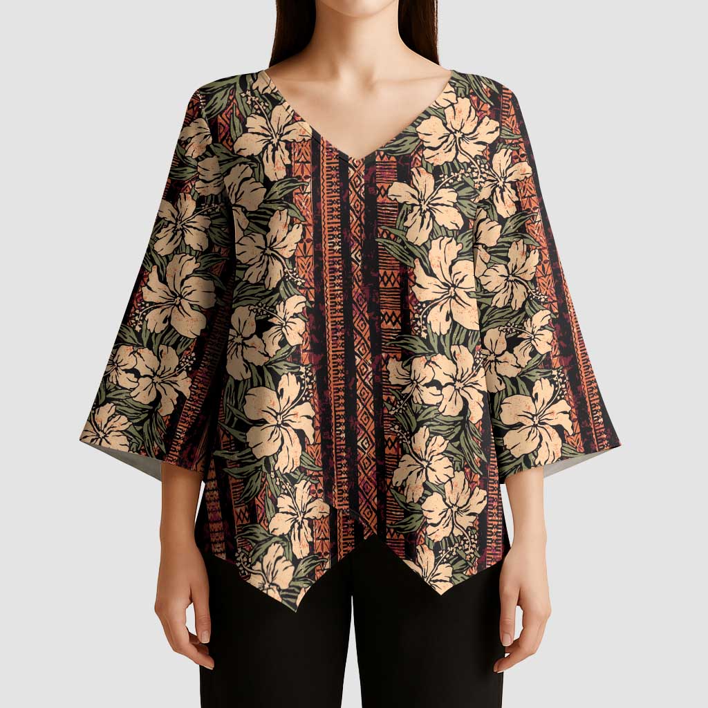 Hawaii Hibiscus Kimono Sleeve Blouse Retro Style - Polynesian Pride