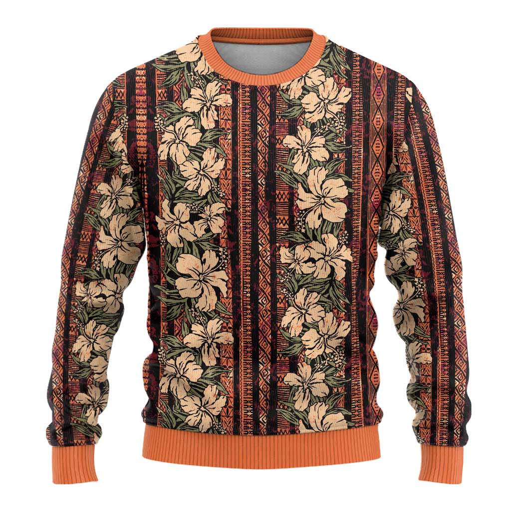 Hawaii Hibiscus Ugly Christmas Sweater Retro Style - Polynesian Pride