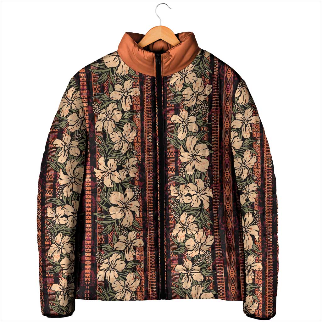 Hawaii Hibiscus Padded Jacket Retro Style - Polynesian Pride