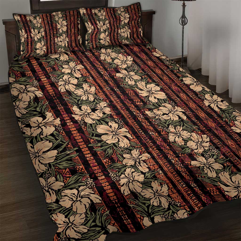 Hawaii Hibiscus Quilt Bed Set Retro Style - Polynesian Pride