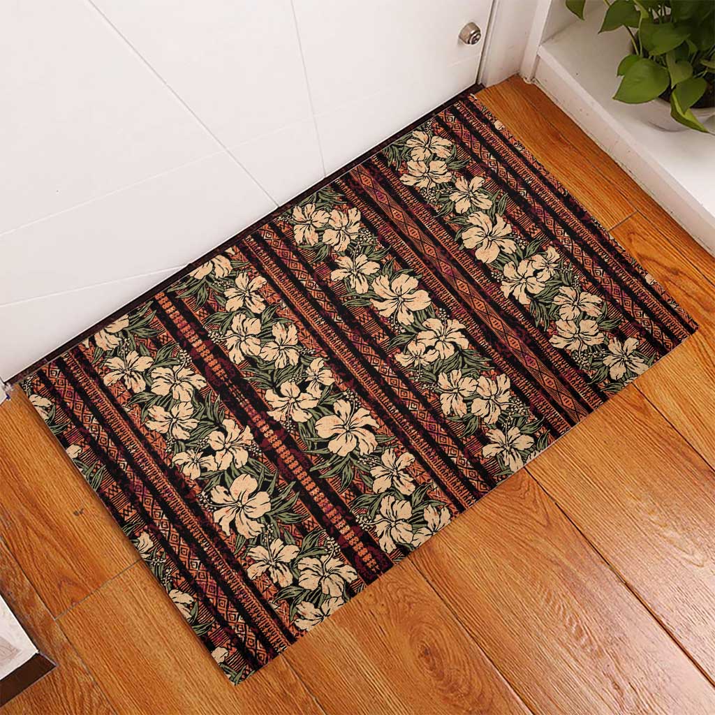 Hawaii Hibiscus Rubber Doormat Retro Style - Polynesian Pride