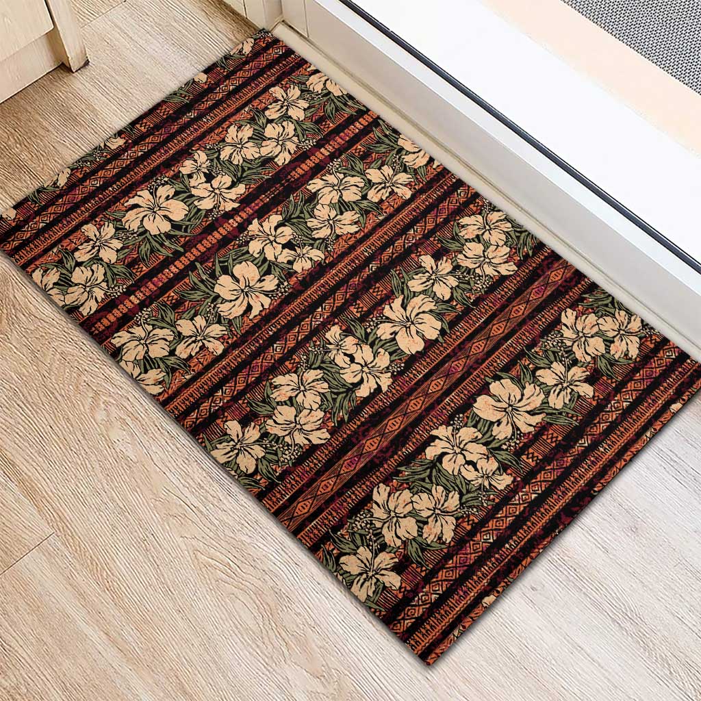 Hawaii Hibiscus Rubber Doormat Retro Style - Polynesian Pride