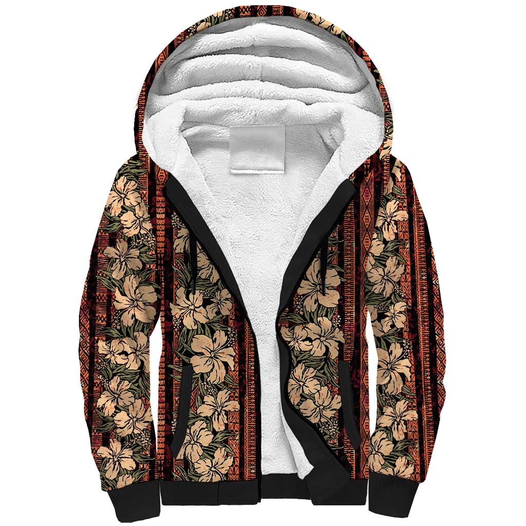 Hawaii Hibiscus Sherpa Hoodie Retro Style - Polynesian Pride